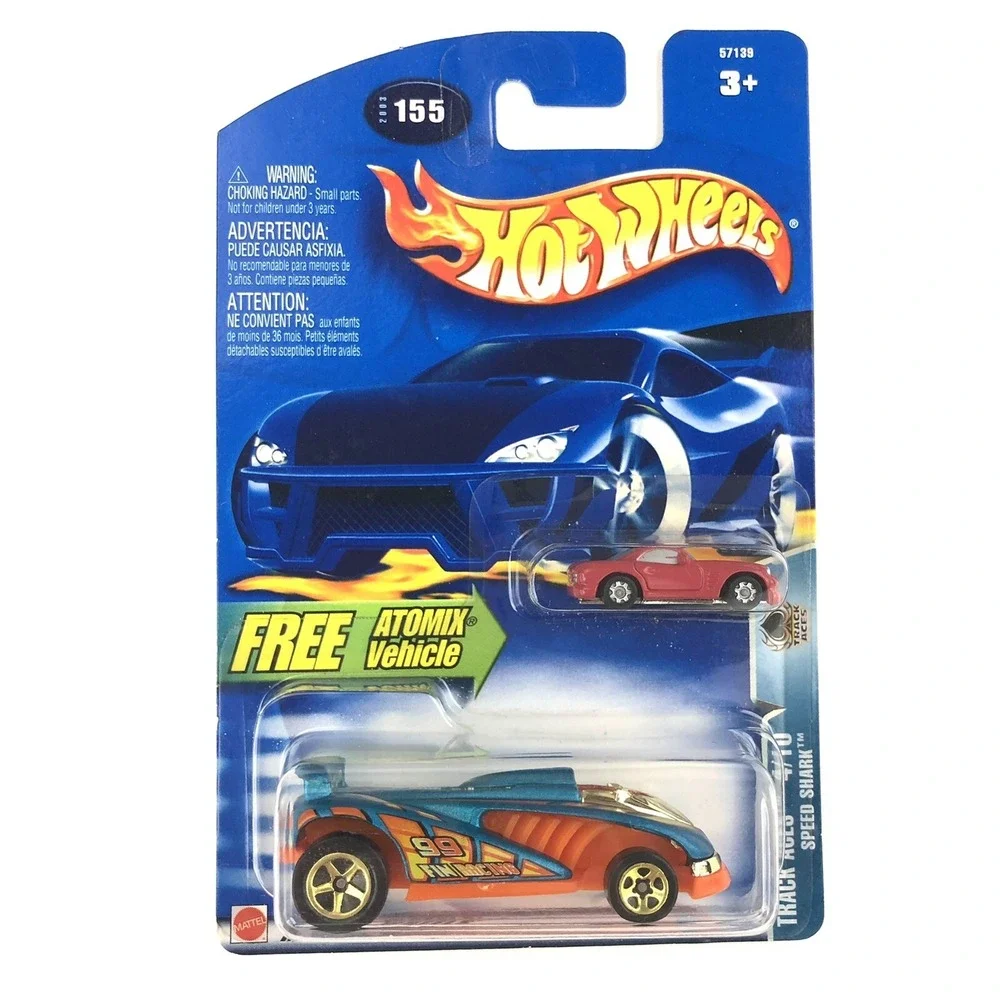 Hot Wheels Track Aces Speed‎ Shark with Atomix Vehicle Diecast 1/64 Scale #155